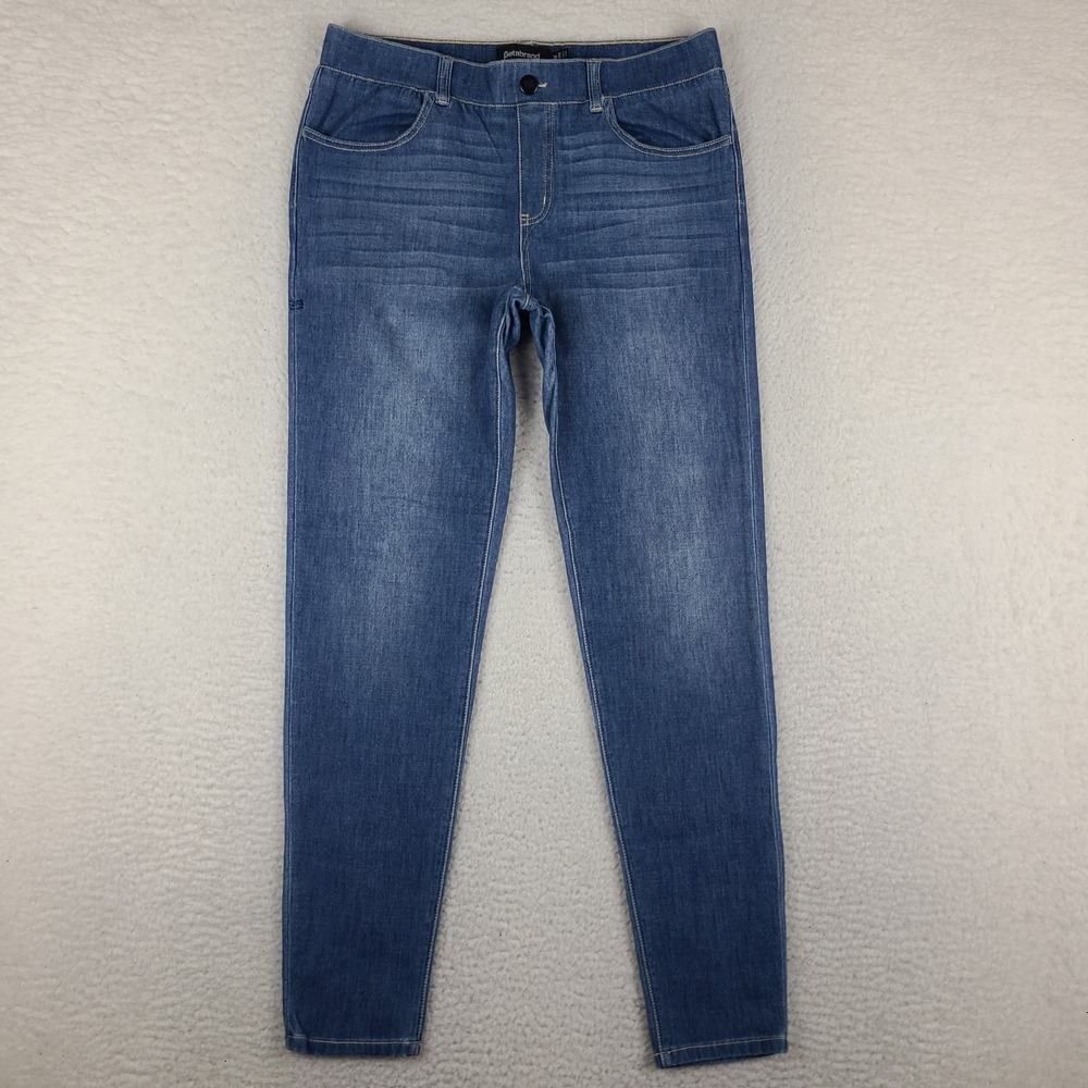 Betabrand Jeans Womens Medium Long Blue Skinny Medium Wash Pull On Denim